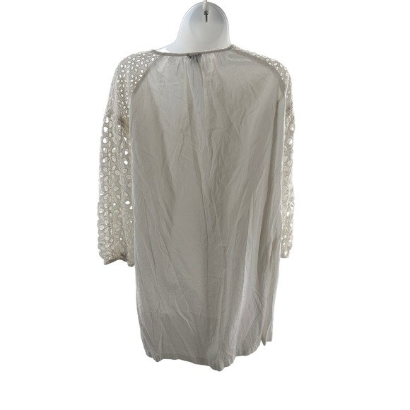 J.Crew White Eyelet Lace Balloon Sleeve Tunic Cover Up Womens XLarge - Picture 2 of 8